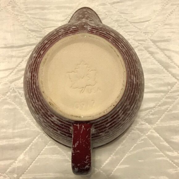 Vintage Western Stoneware Pottery Blue Ribbed Mixing Batter Bowl 0917 - Picture 6 of 7